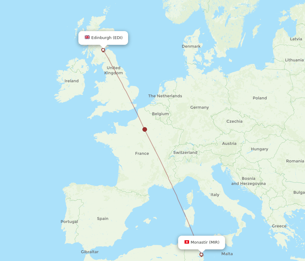 EDI-MIR flight routes