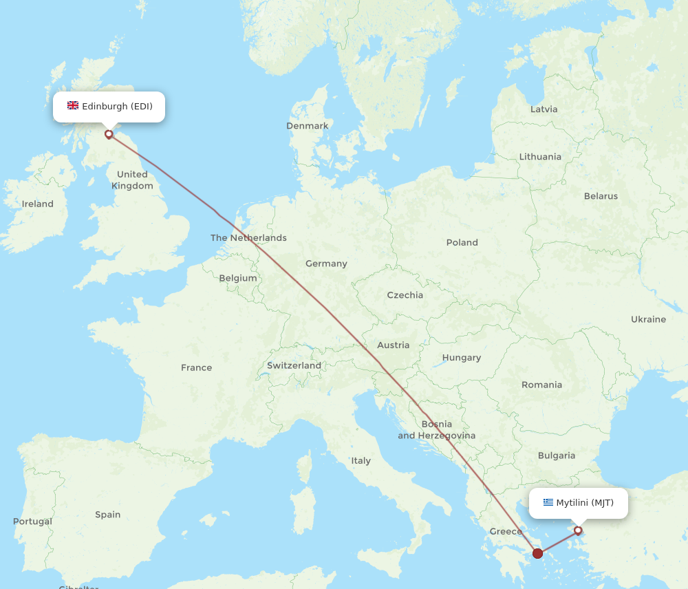 MJT to EDI flights and routes map