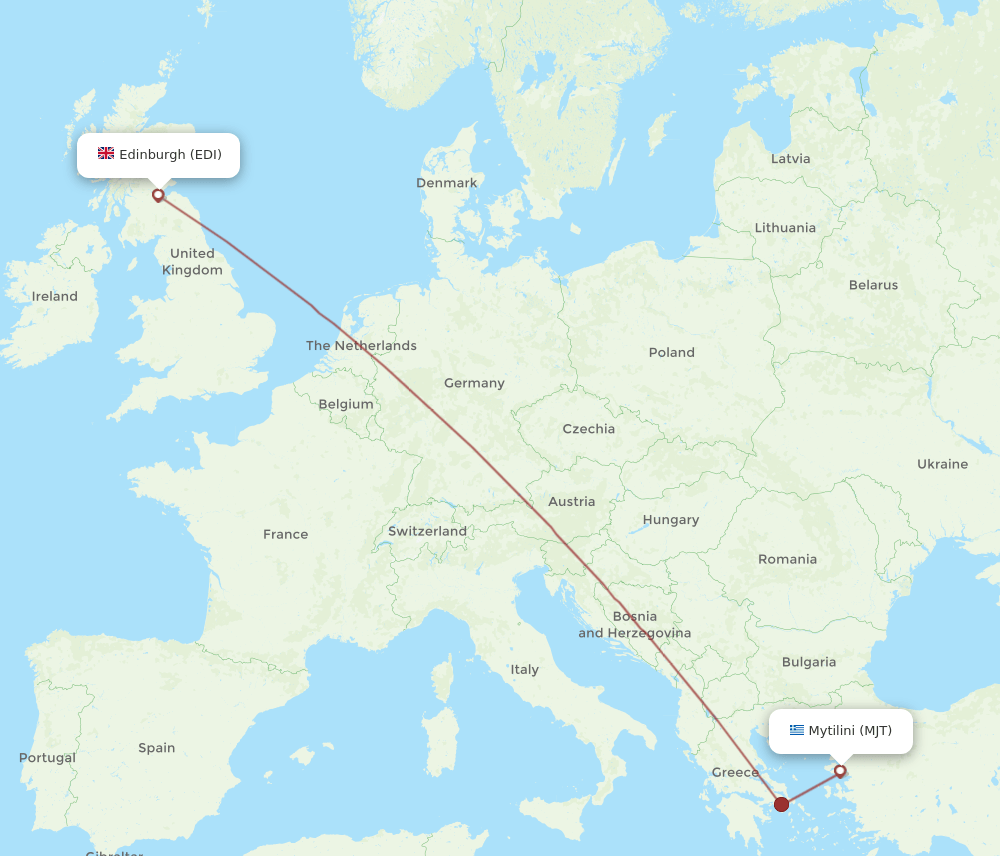 EDI to MJT flights and routes map