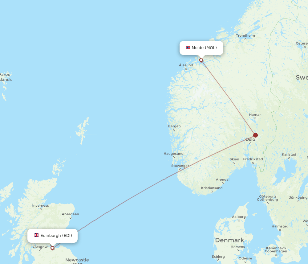 EDI to MOL flights and routes map
