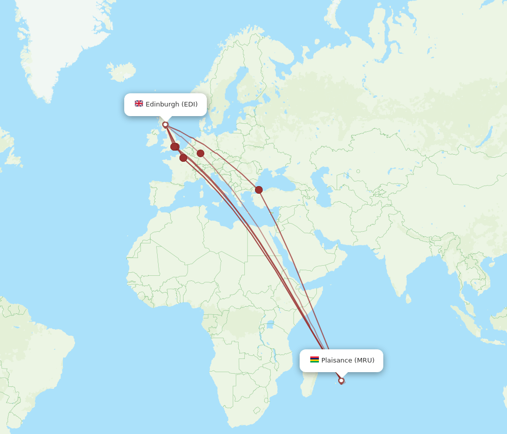 EDI-MRU flight routes