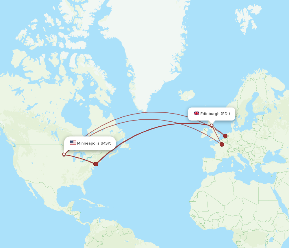 EDI to MSP flights and routes map