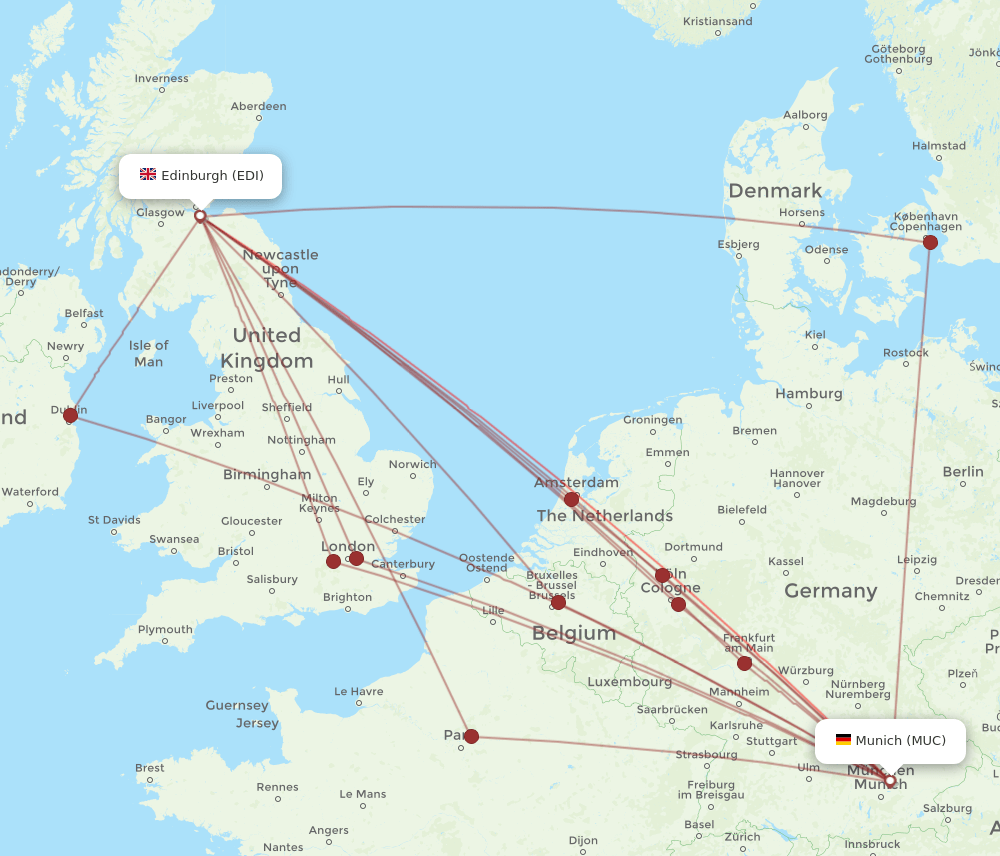 EDI-MUC flight routes