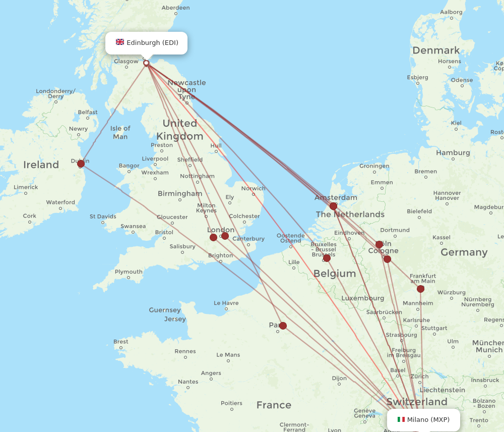 EDI to MXP flights and routes map