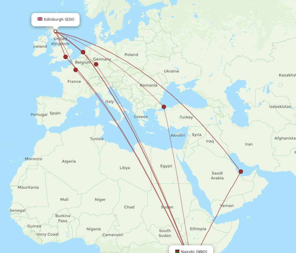 EDI-NBO flight routes