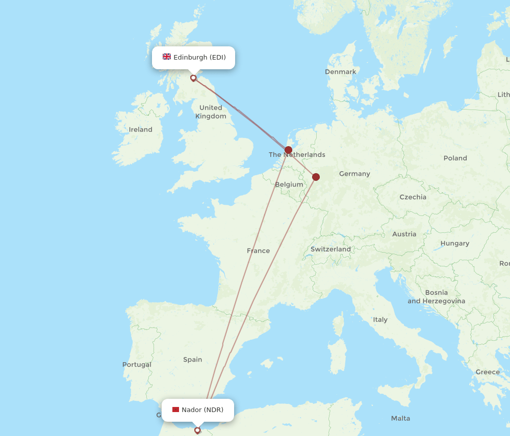 EDI-NDR flight routes