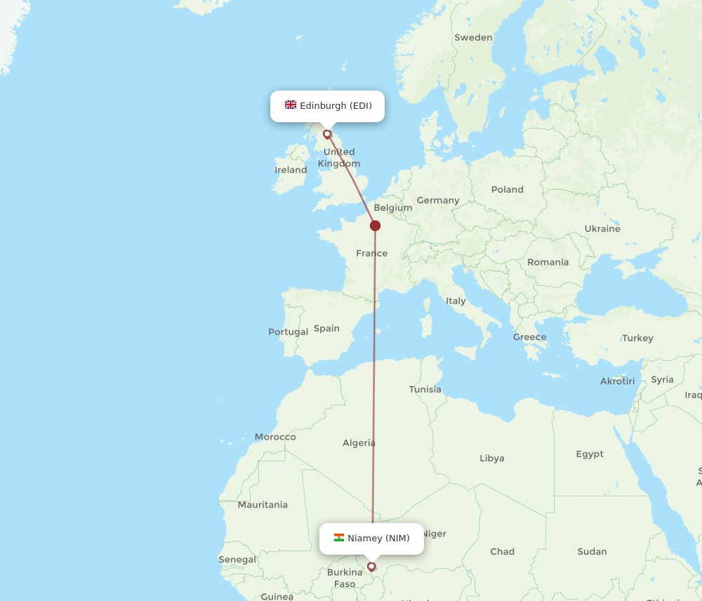 EDI-NIM flight routes