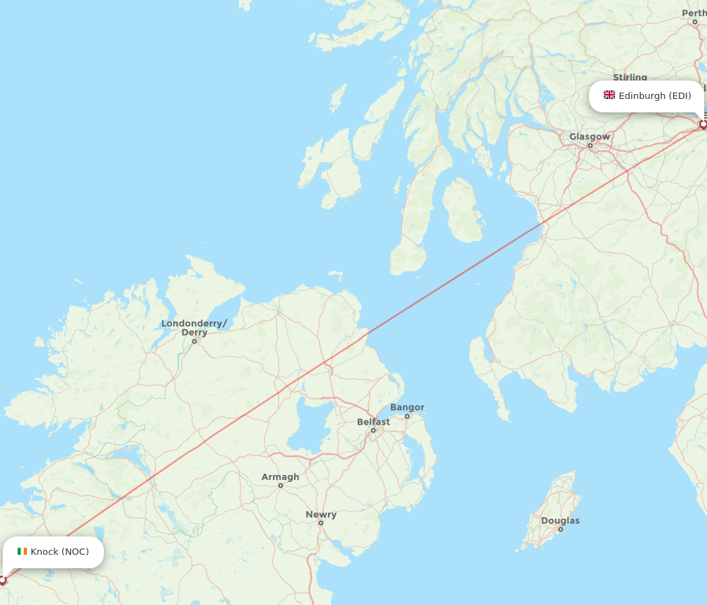 EDI to NOC flights and routes map