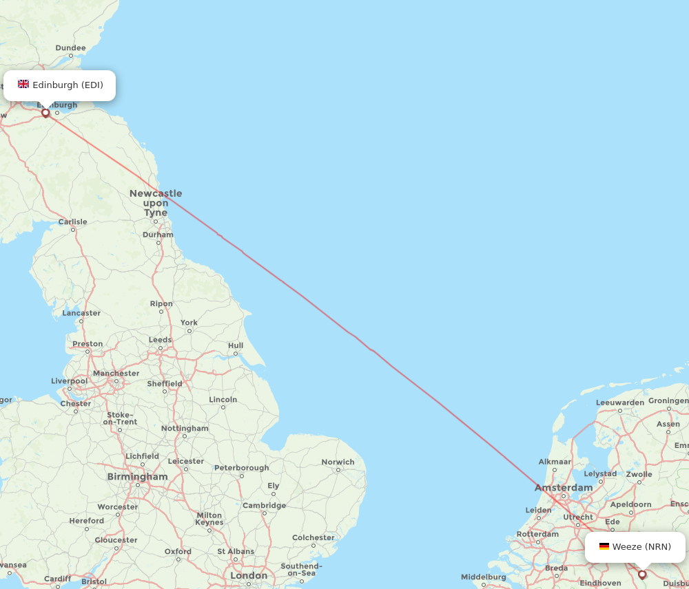 EDI to NRN flights and routes map