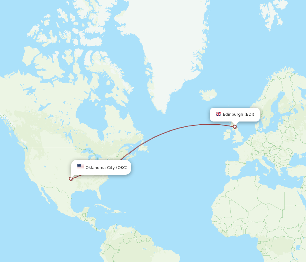 EDI-OKC flight routes