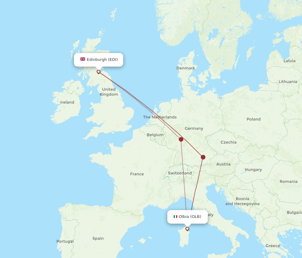 EDI-OLB flight routes