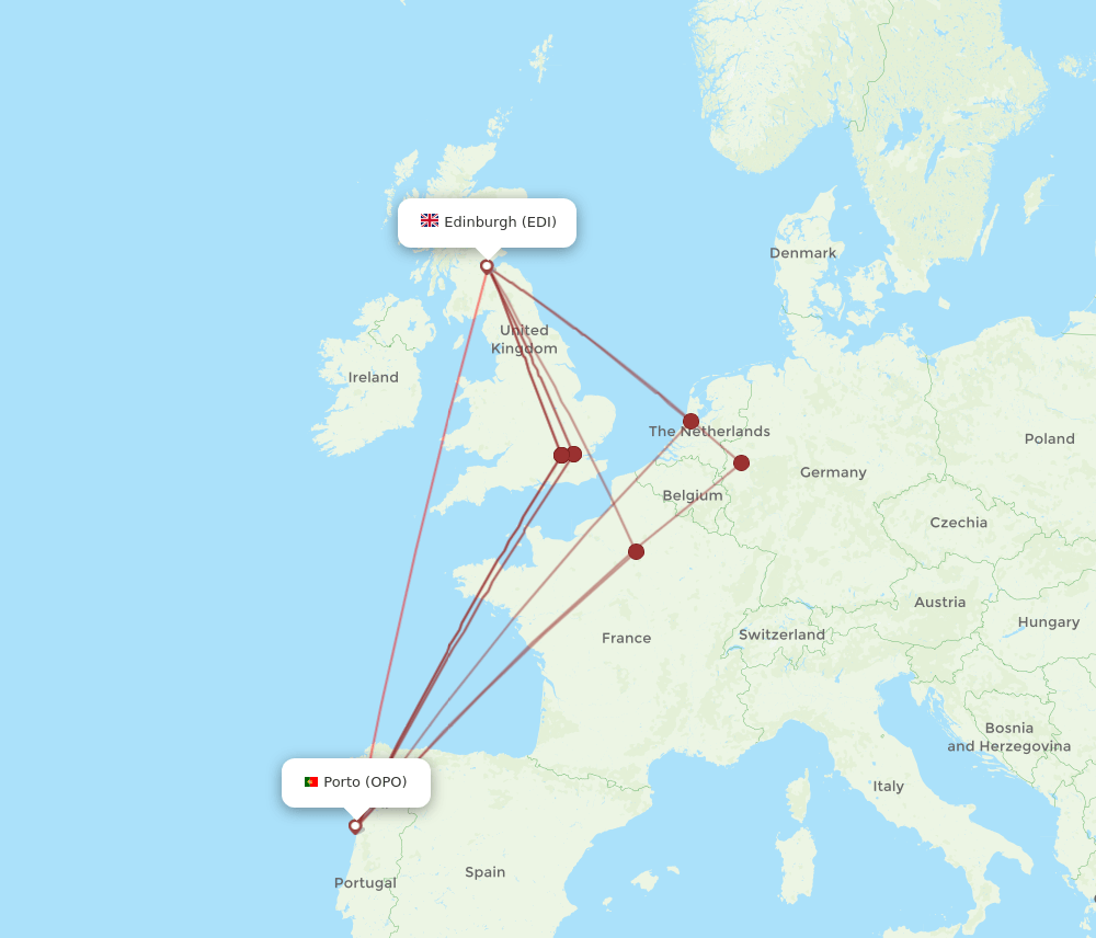 EDI-OPO flight routes