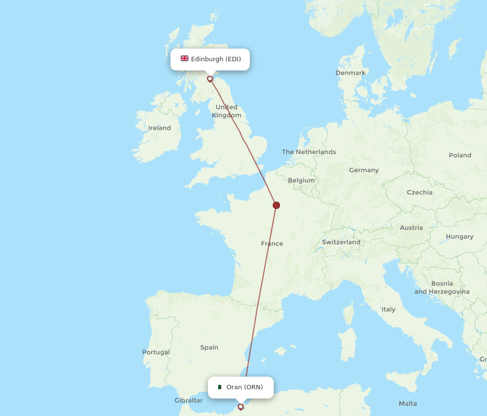 EDI-ORN flight routes