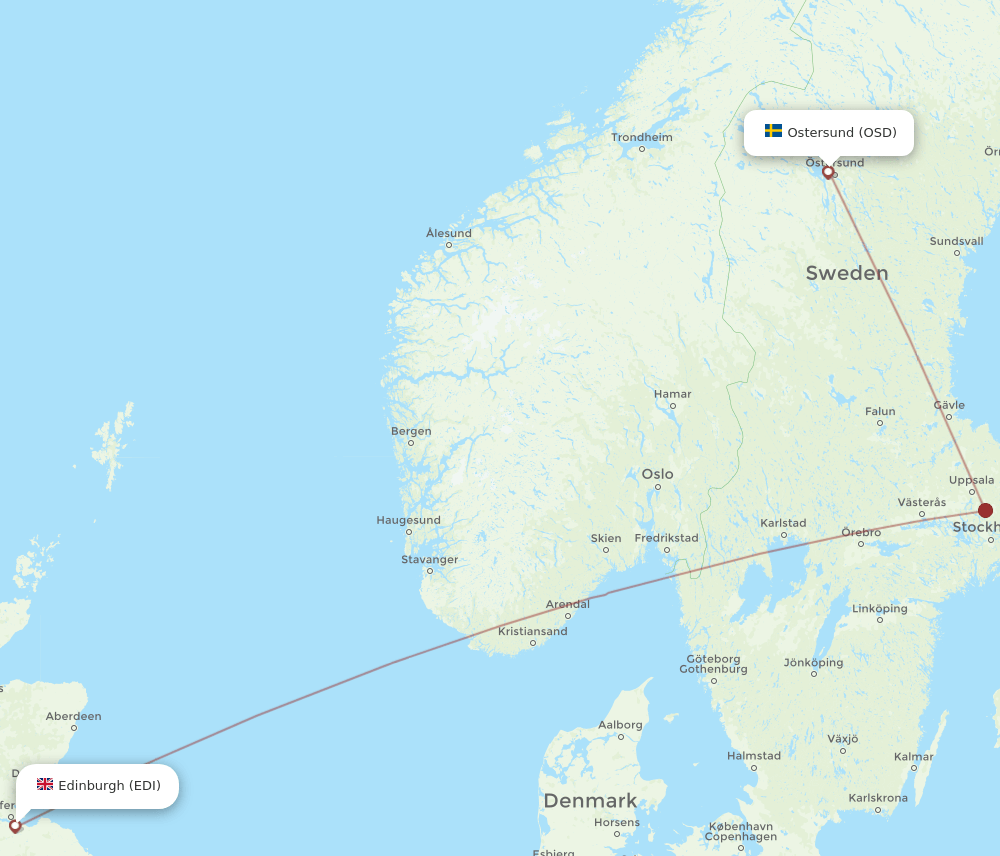 EDI to OSD flights and routes map