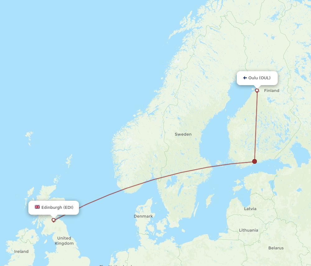 EDI to OUL flights and routes map