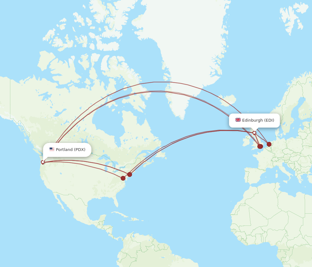 EDI-PDX flight routes