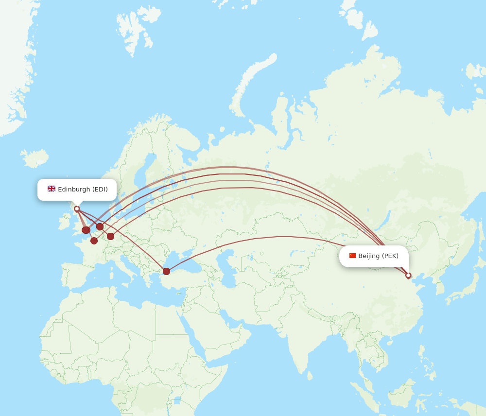 EDI-PEK flight routes