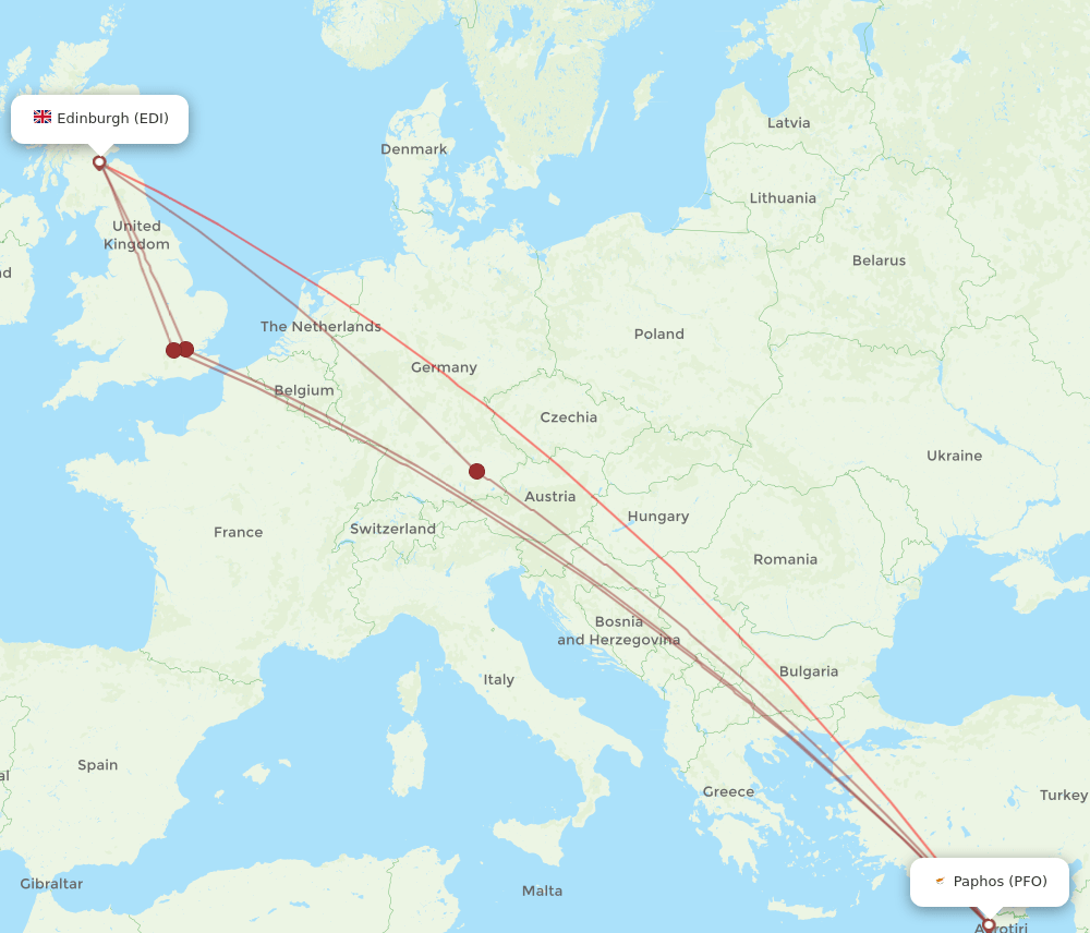 EDI-PFO flight routes