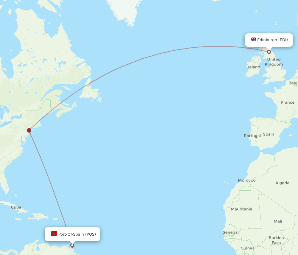 EDI to POS flights and routes map