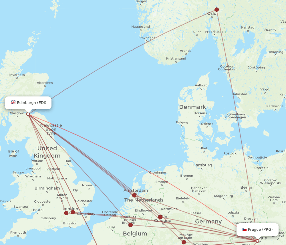 EDI-PRG flight routes
