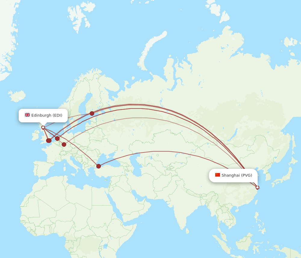EDI-PVG flight routes