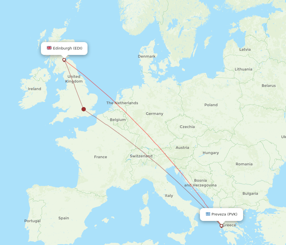 EDI-PVK flight routes