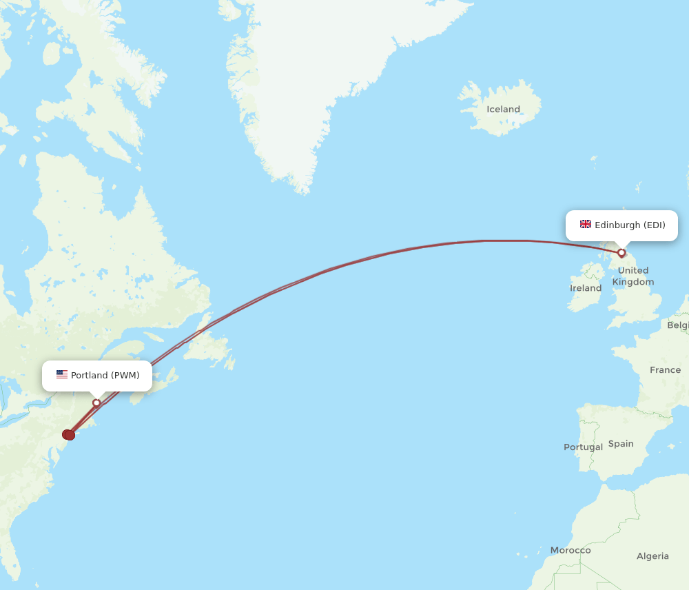 EDI to PWM flights and routes map