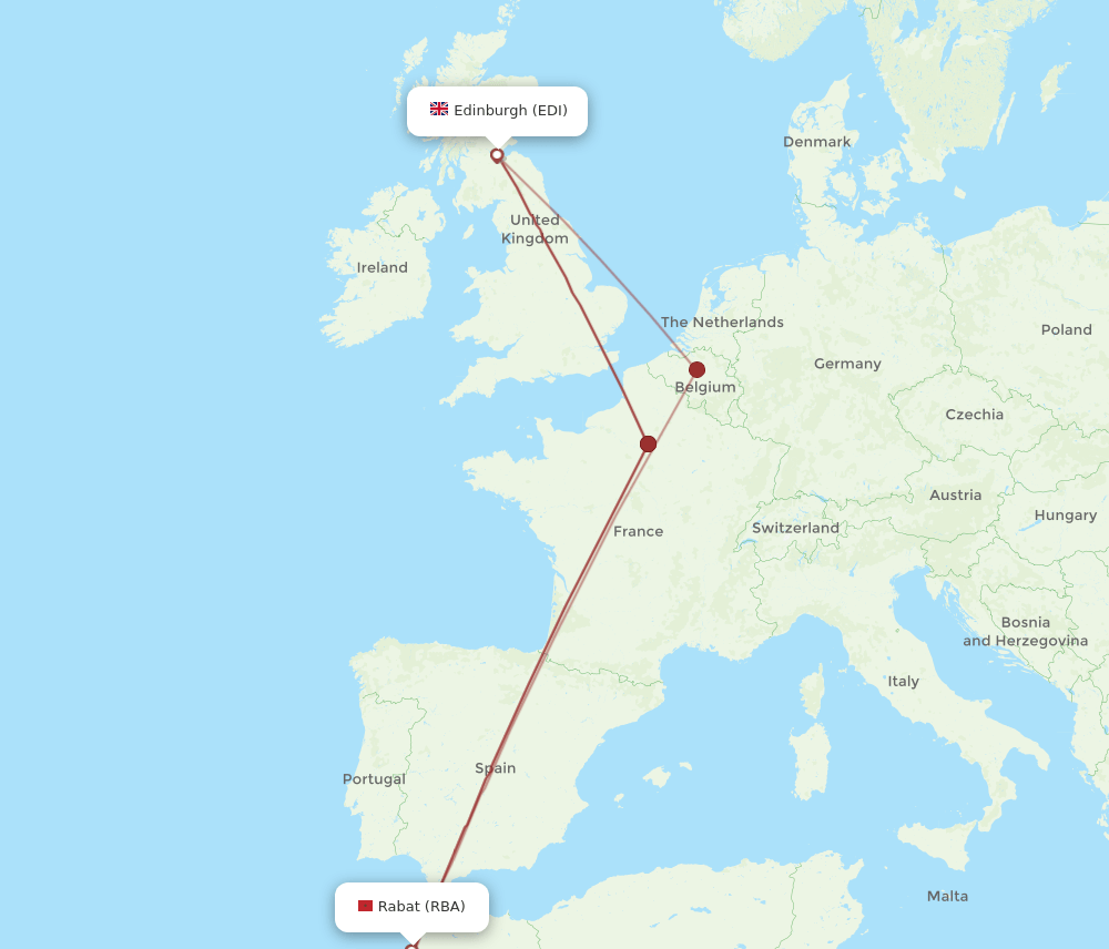 EDI-RBA flight routes
