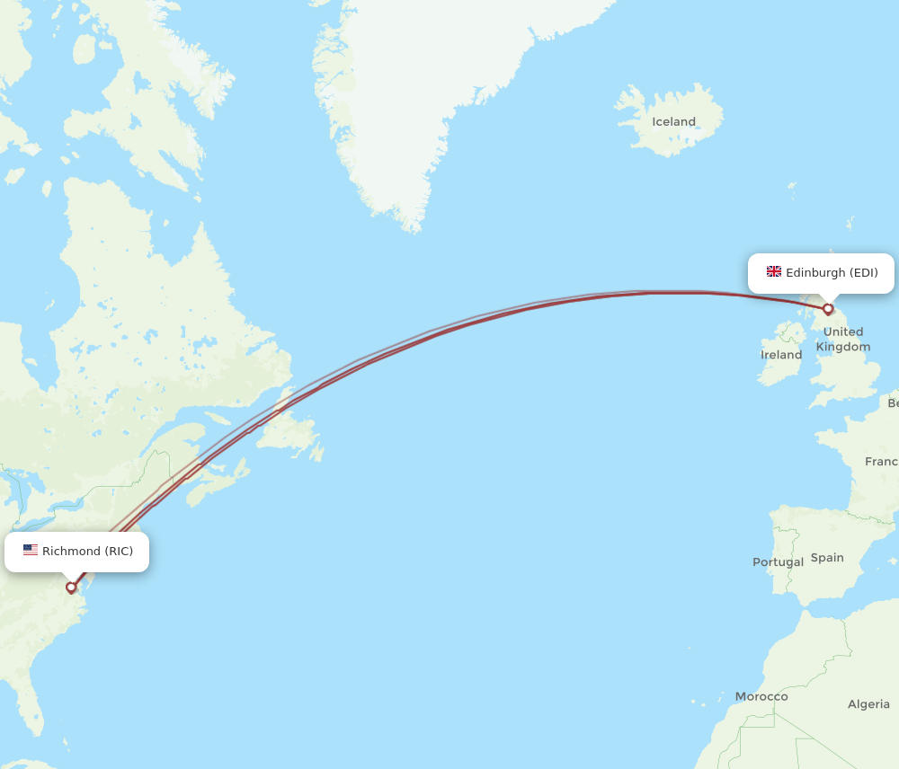 EDI-RIC flight routes
