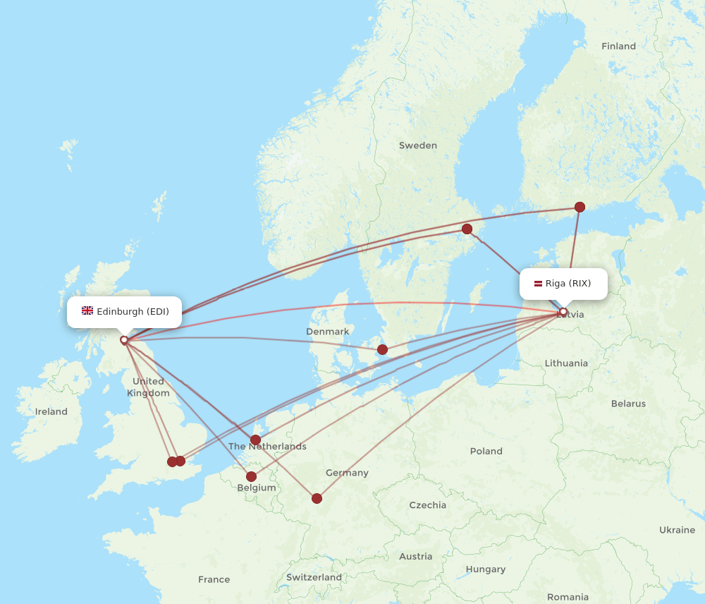 EDI-RIX flight routes