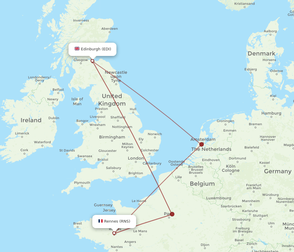 EDI to RNS flights and routes map