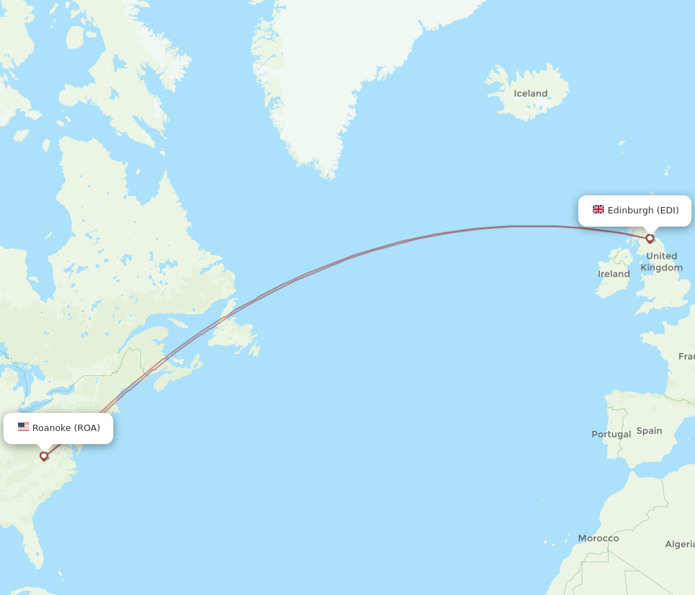 EDI-ROA flight routes