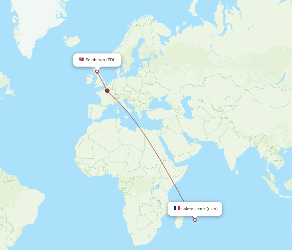 EDI-RUN flight routes