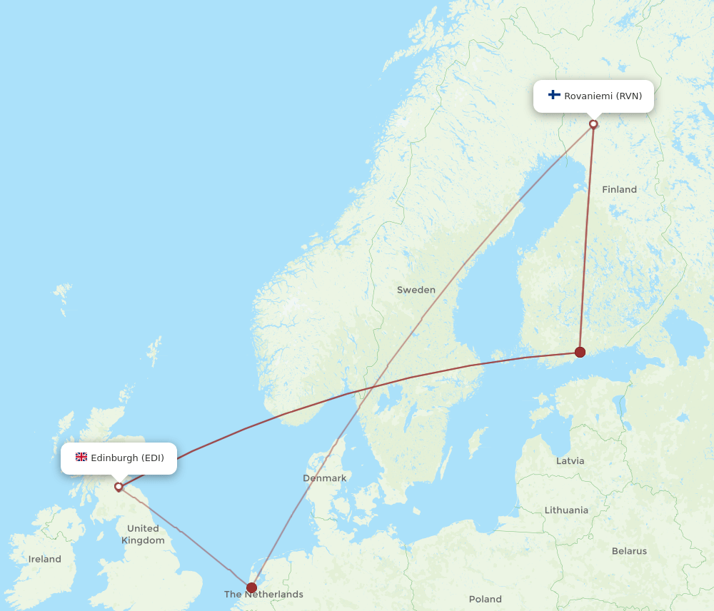 EDI to RVN flights and routes map