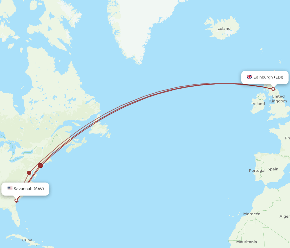 EDI-SAV flight routes