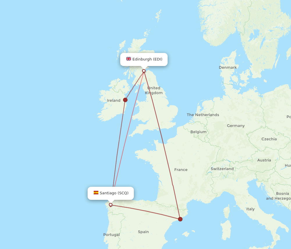 EDI-SCQ flight routes