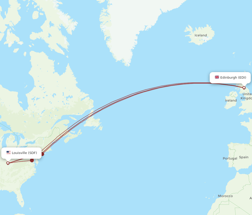EDI-SDF flight routes