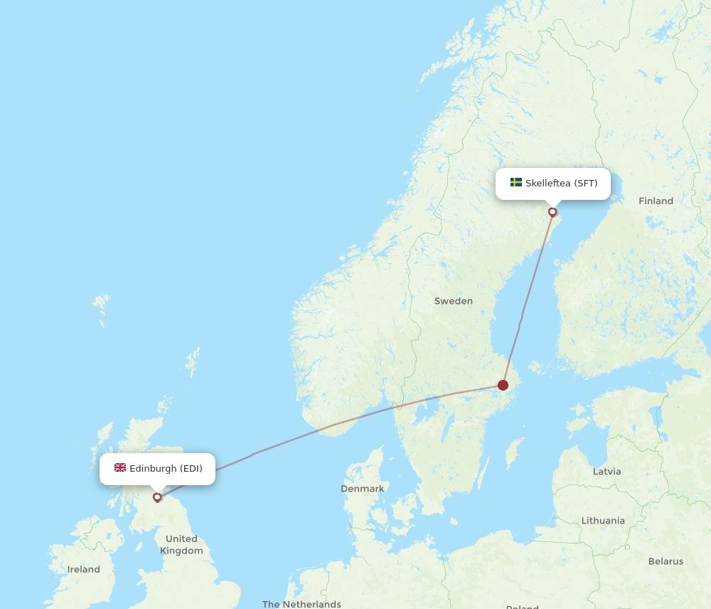 EDI to SFT flights and routes map
