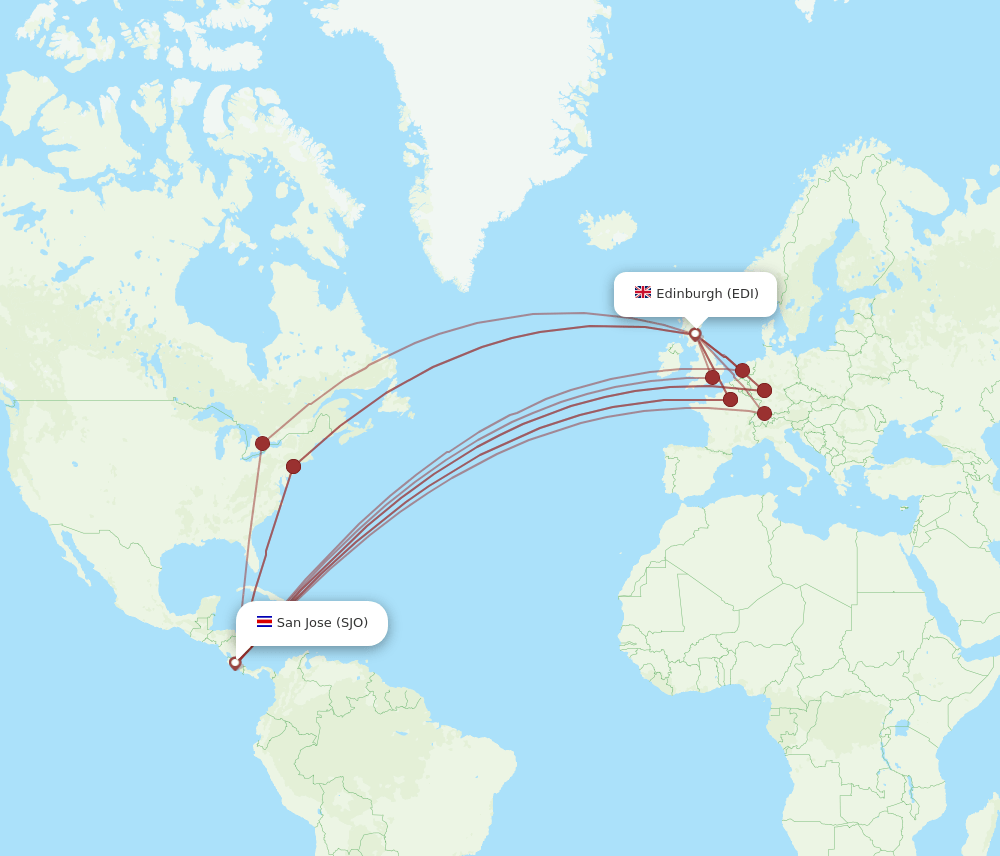 EDI-SJO flight routes