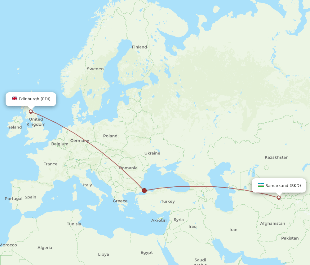 EDI to SKD flights and routes map