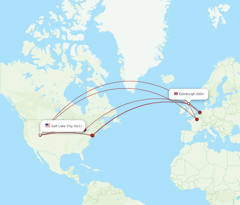 EDI to SLC flights and routes map