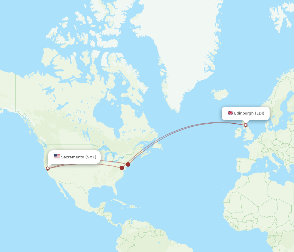 EDI to SMF flights and routes map