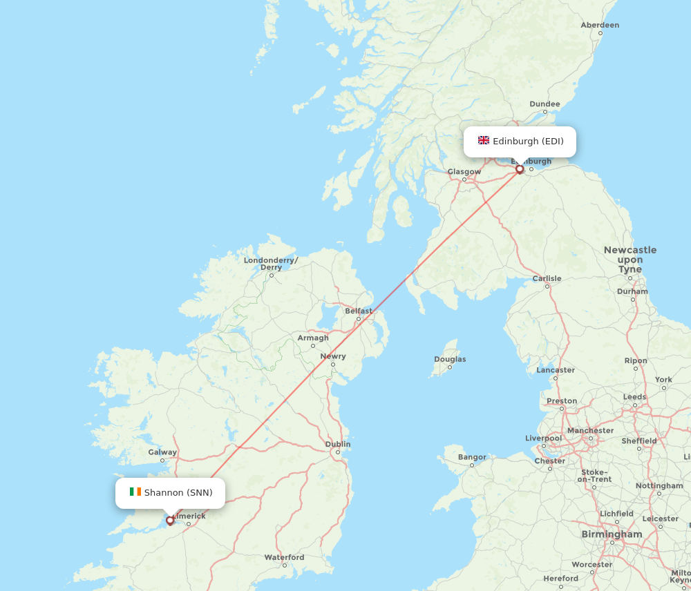 EDI to SNN flights and routes map