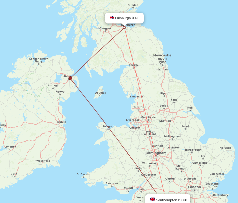 EDI to SOU flights and routes map