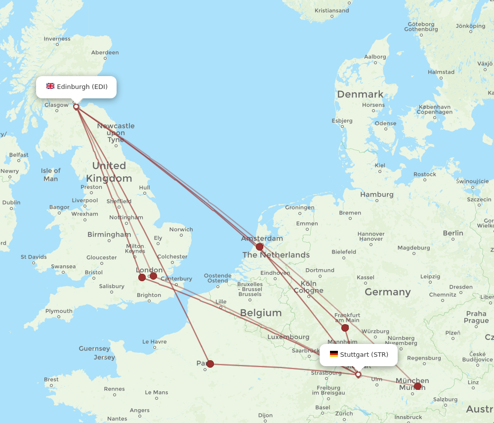 EDI to STR flights and routes map
