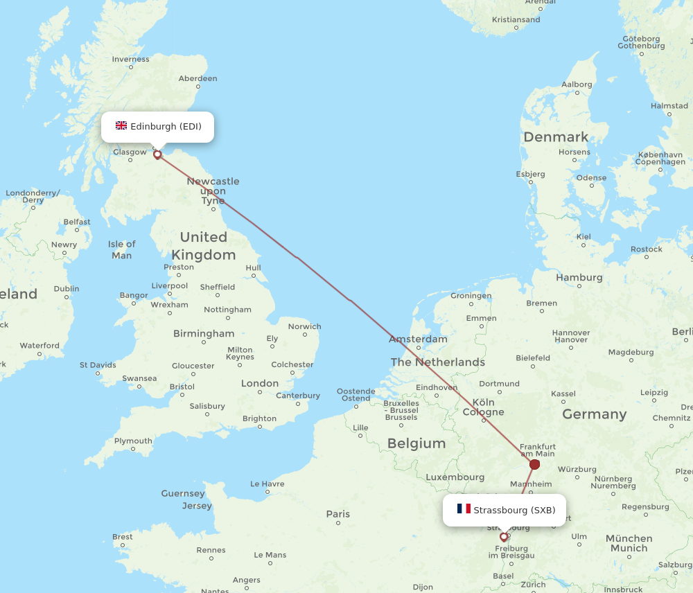 EDI to SXB flights and routes map