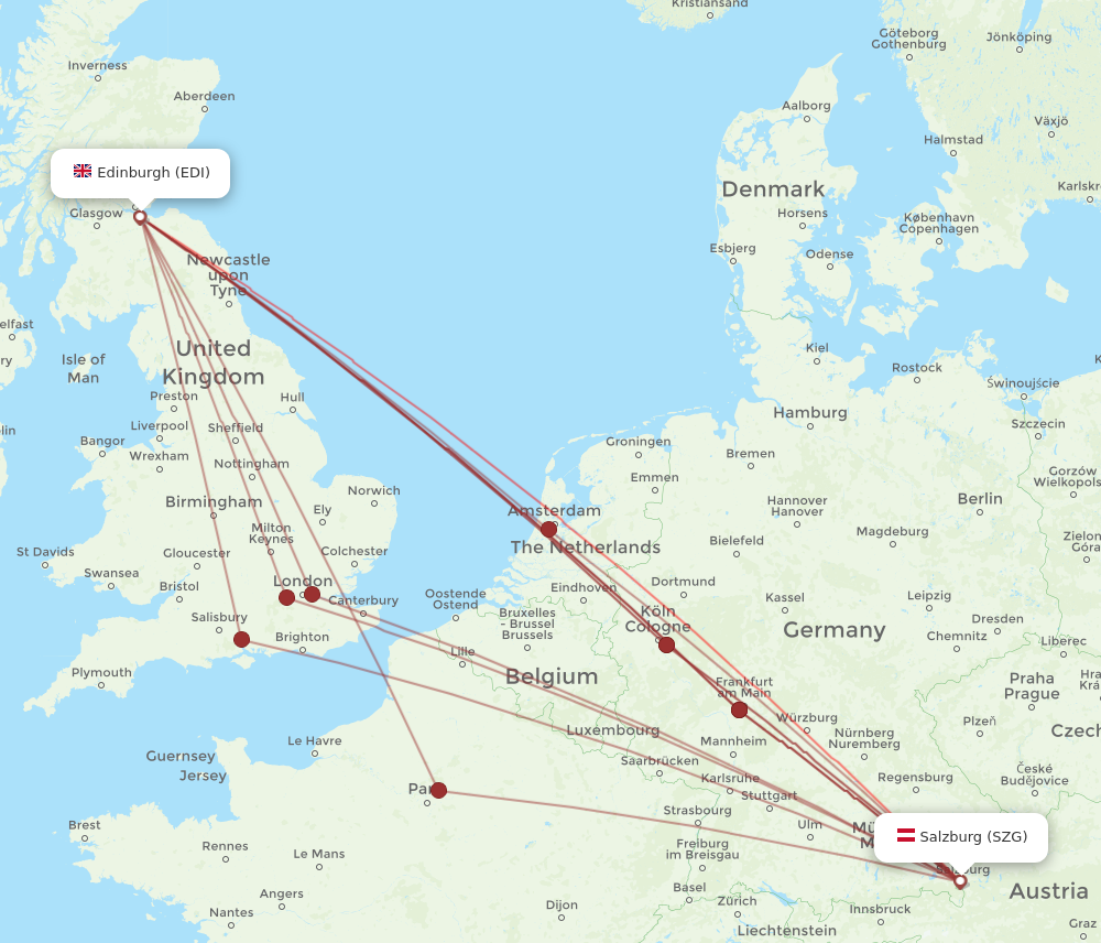 EDI to SZG flights and routes map