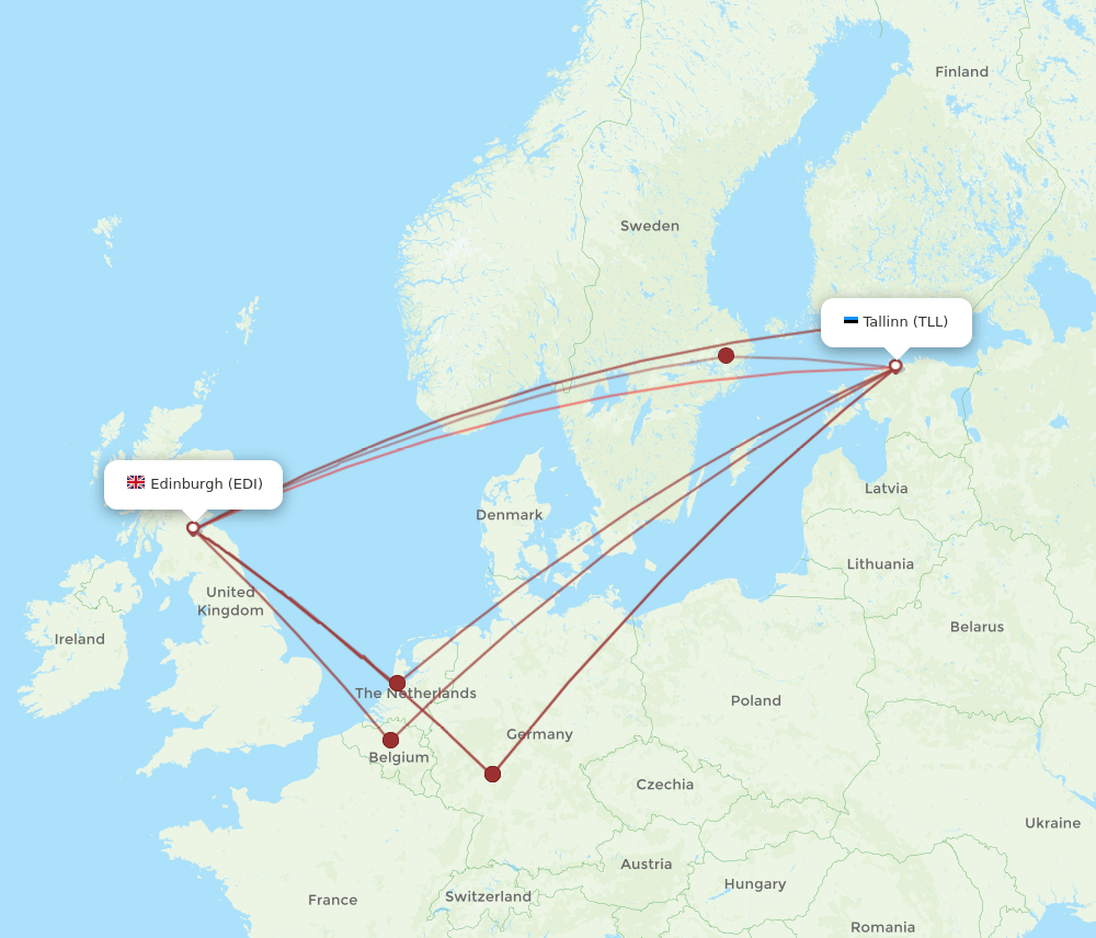 EDI-TLL flight routes