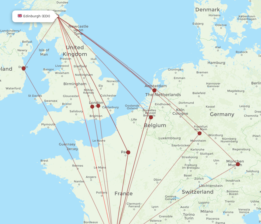 EDI to TLS flights and routes map