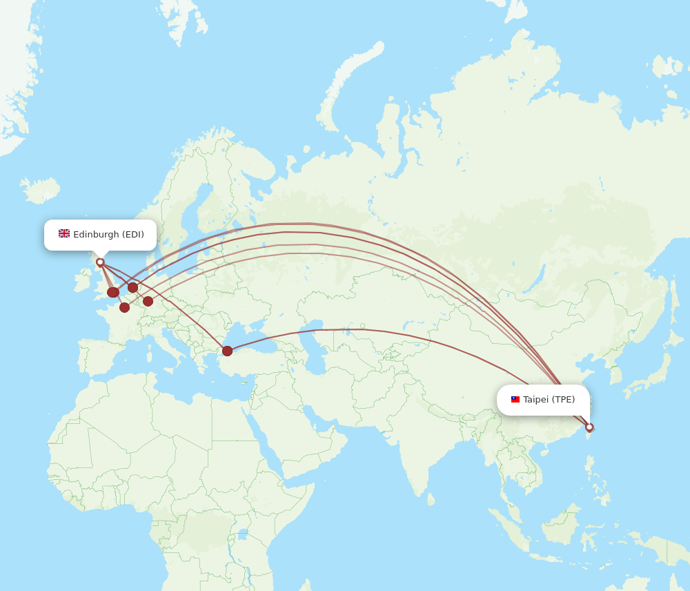 EDI-TPE flight routes